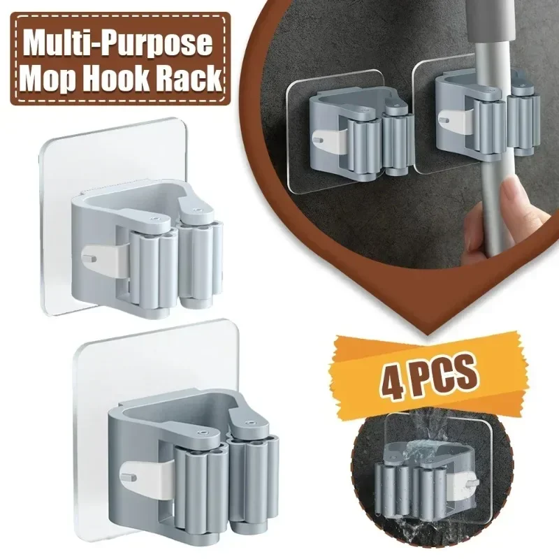 

10PCS Wall Mounted Mop Organizer Holder Wall-Mounted Waterproof Mop Storage Rack Broom Hanger Hooks Household Tools
