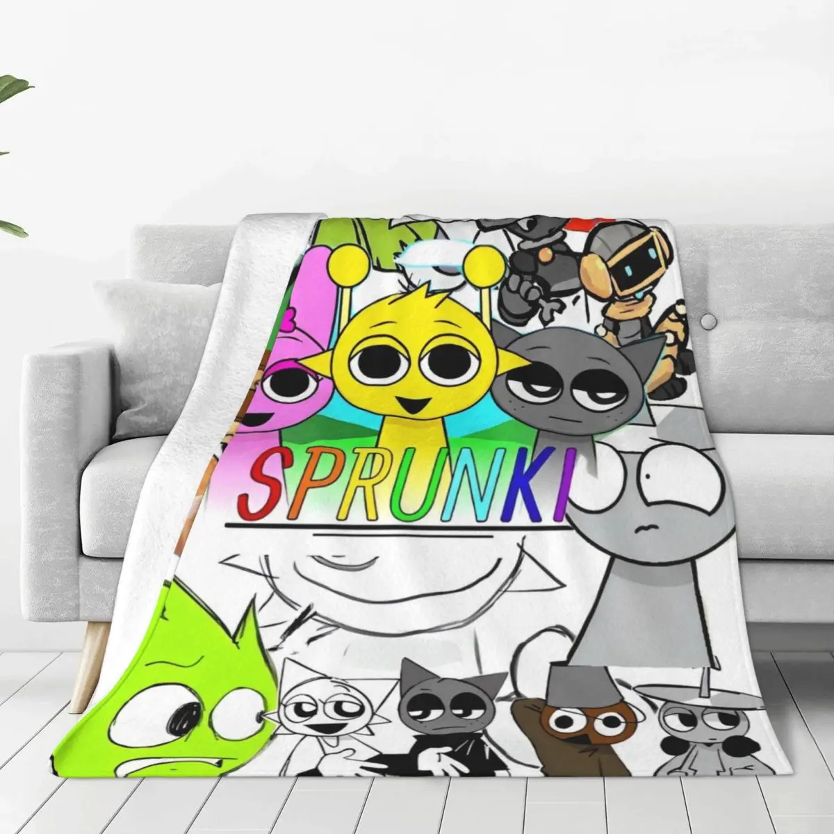 Sprunki Incredibox Game Blankets Airplane Travel Flannel Throw Blanket For Outdoor Warm Soft Design Quality Bedspread Gift