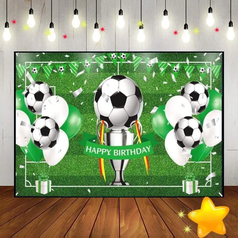 Soccer Football Field Sports Baby Shower Freedom Background Photo Decoration Custom Birthday Backdrop Goal Shoot Game Banner