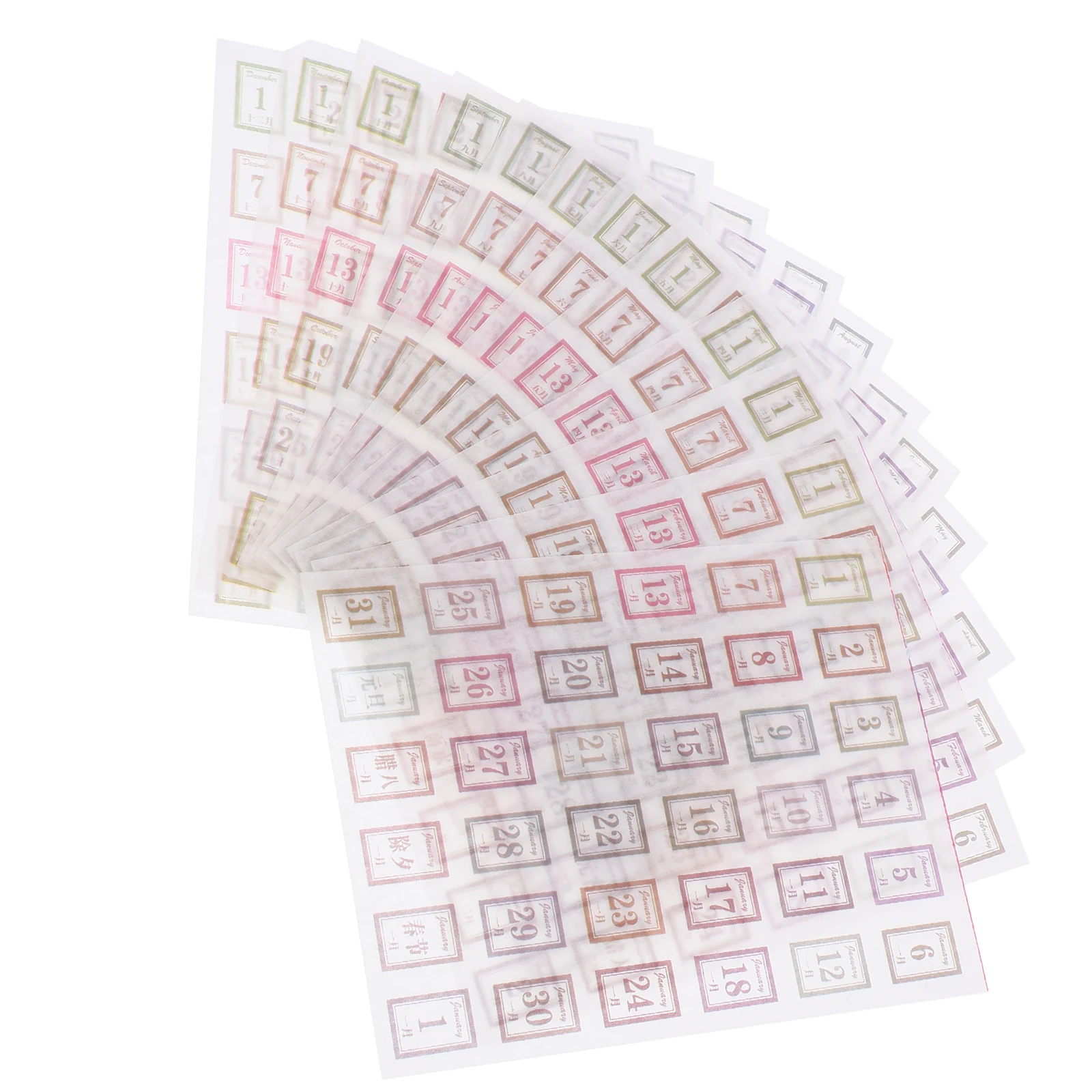 Stiker Harian Label Buku Catatan Kalender 12 Lembar Dekorasi Perencana Penanda Halaman Buku Catatan Desain Gradien