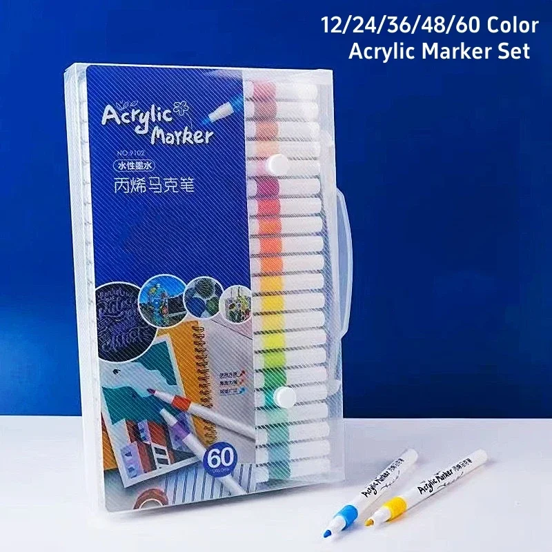 Imagem -03 - Acrílico Marcador Rock Painting Kit For Kids Crianças Stone Paint Conjunto Canetas Cerâmica de Vidro de Madeira Artesanato Faça Você Mesmo Arte Suprimentos 12 60 Cores