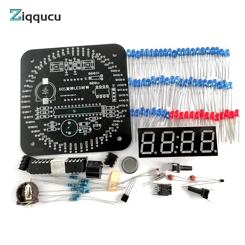 Digital DIY Electronic Clock Kit Light Control Rotation Digital LED Time Display & Temperature Tool Set for Soldering Practice