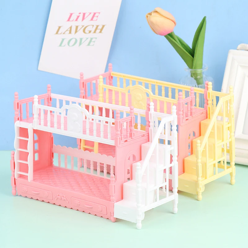 Dollhouse Bedroom Simulation Bunk Bed for 9-11inch Doll Playset Toy Random Color