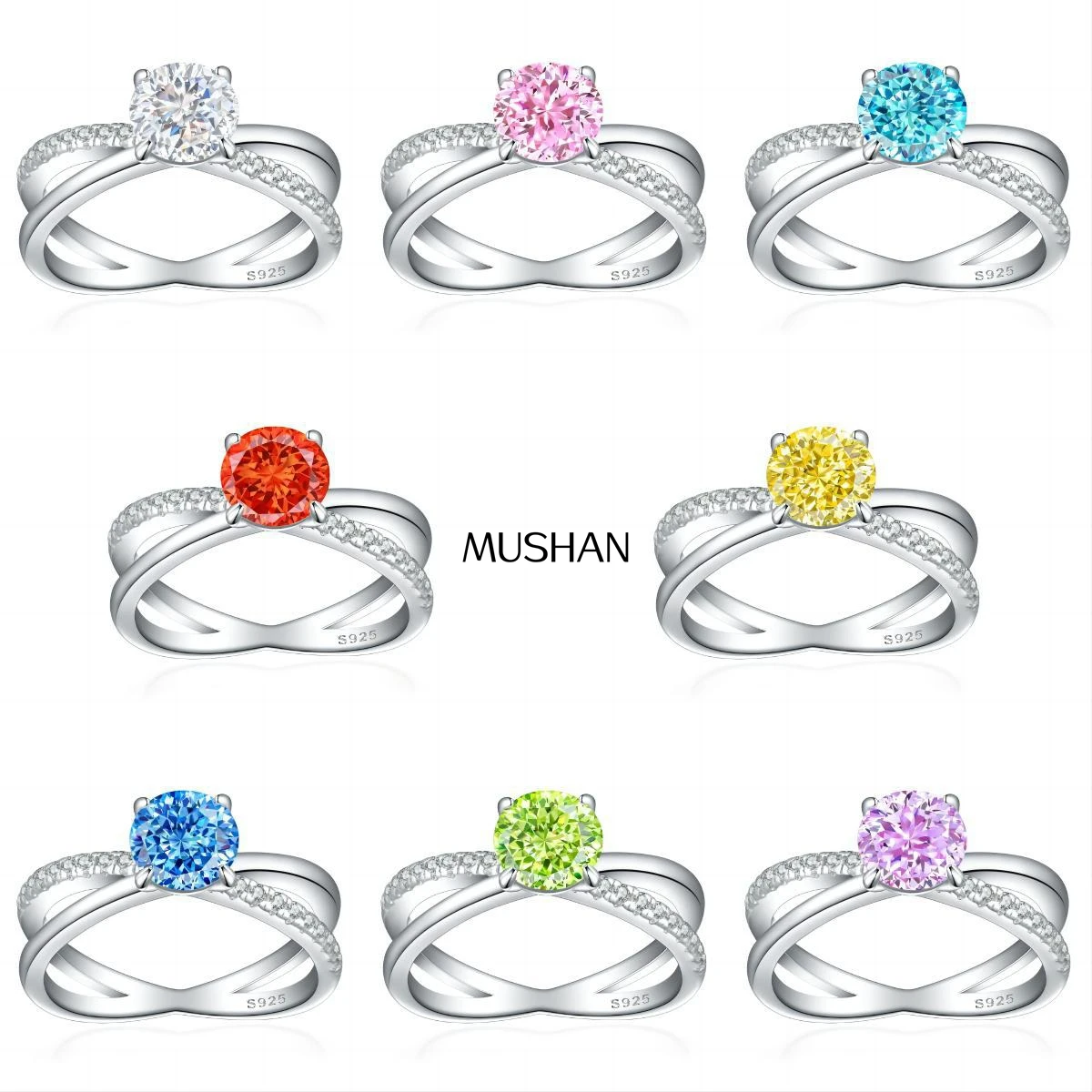 

MuShan Jewelry 925 Sterling Silver Ring Wedding Band High Carbon Diamond Valentine Gift Gift Her Women Rings Fine Jewelry
