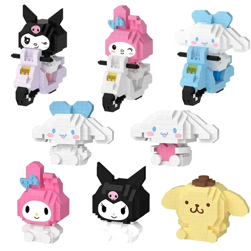 

Anime Hello Kittys My Melodys Cinnamorolls Pompompurins Kuromis Kartoon Figure Building Blocks Children's Bricks Toys for Kids