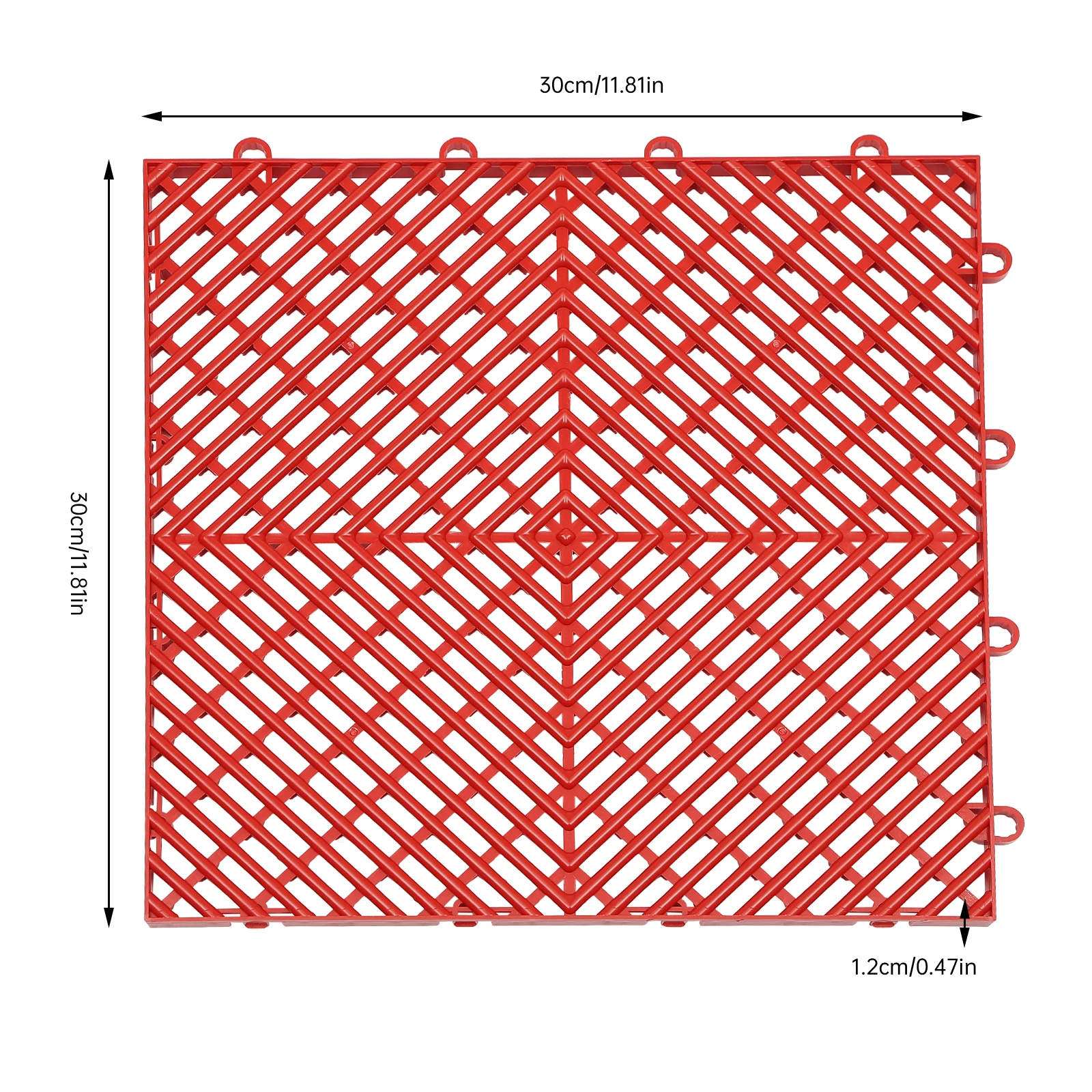 กระเบื้องประสาน 25 ชิ้นสีแดง, กระเบื้องระบายน้ํา 12x12x0.5 นิ้ว, กระเบื้องปูพื้นกลางแจ้งสําหรับสระว่ายน้ําห้องน้ําดาดฟ้าลานโรงรถ