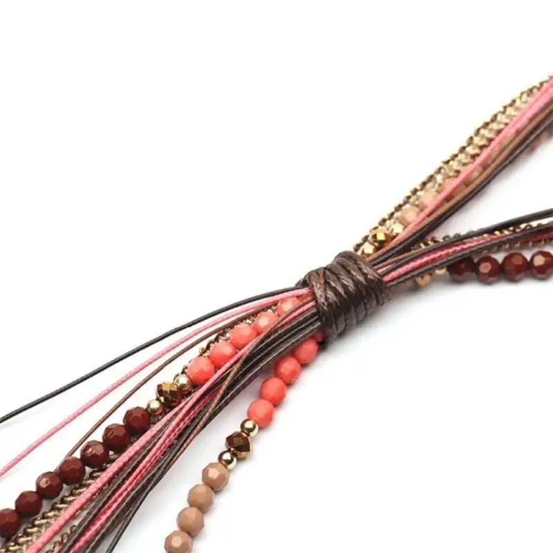 

652F Retros Ethnic Long Necklace Women Tassels Necklace Vintage Chain Necklaces for Everyday Styles