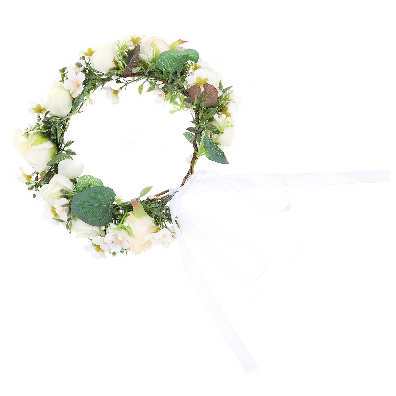 

Handmade Fabric Flower Crown Bridal Floral Head Wreath Silk Wedding Hair Garland Seaside Bride Bridesmaid Mother Headdress