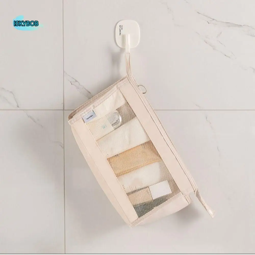 

Large Capacity Hanging Travel Cosmetic Bag Portable Visible Shower Storage Pouch Foldable Multifunctional Toiletry Bag Brushes