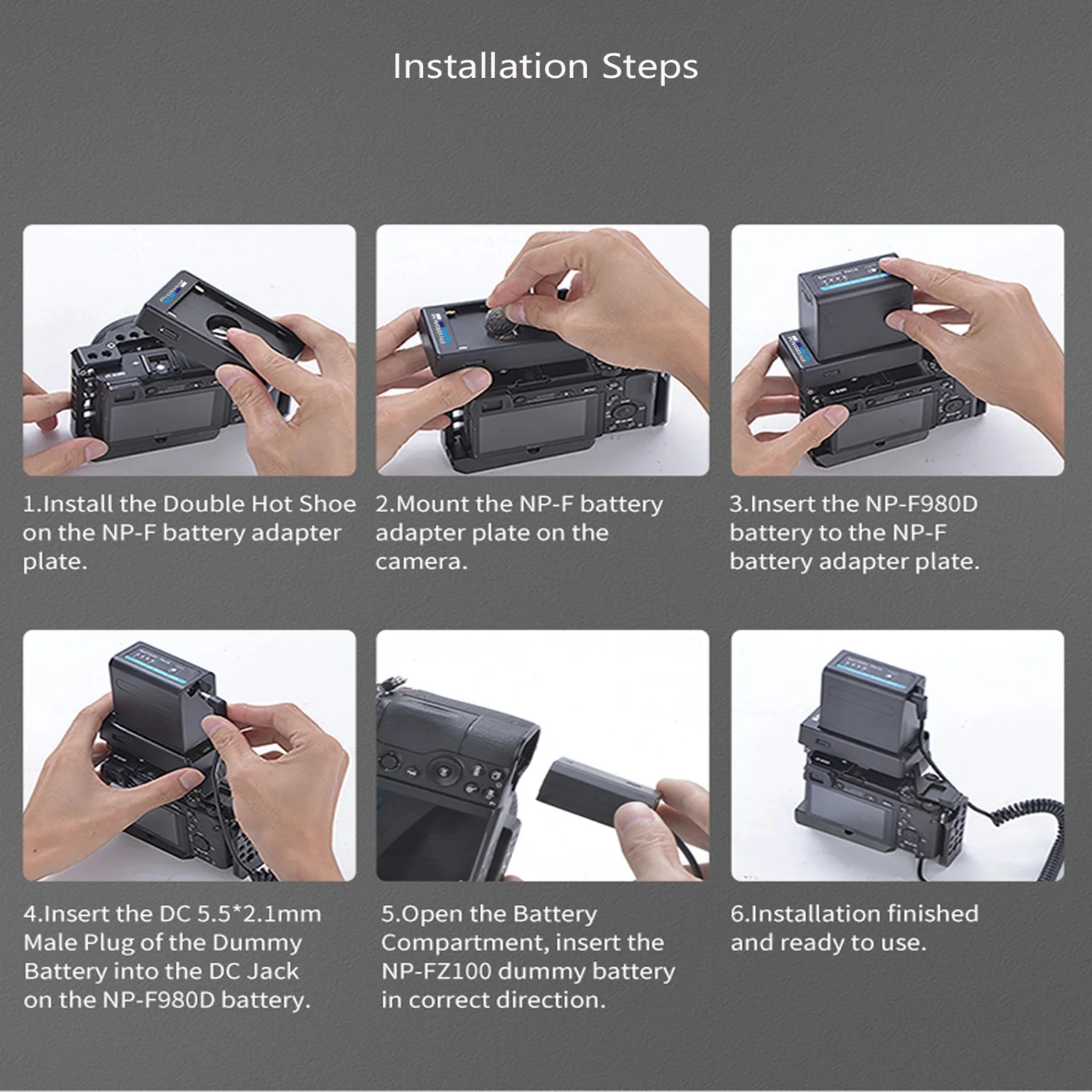 DMW-DCC17 DMW-BLK22 Batteria fittizia + piastra adattatore batteria NP-F per fotocamera Lumix G9 DC-S5K DC-S5 GH5S GH5 II GH6