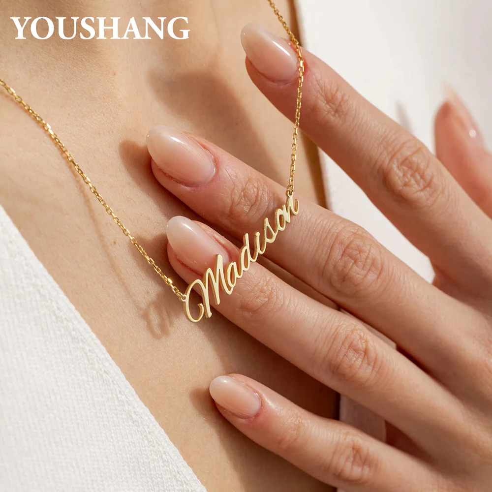 

2025 New Customizable Women's Name Necklace Personalized Stainless Steel Gold Nameplate Jewelry Fashion Pendant Engagement Gift