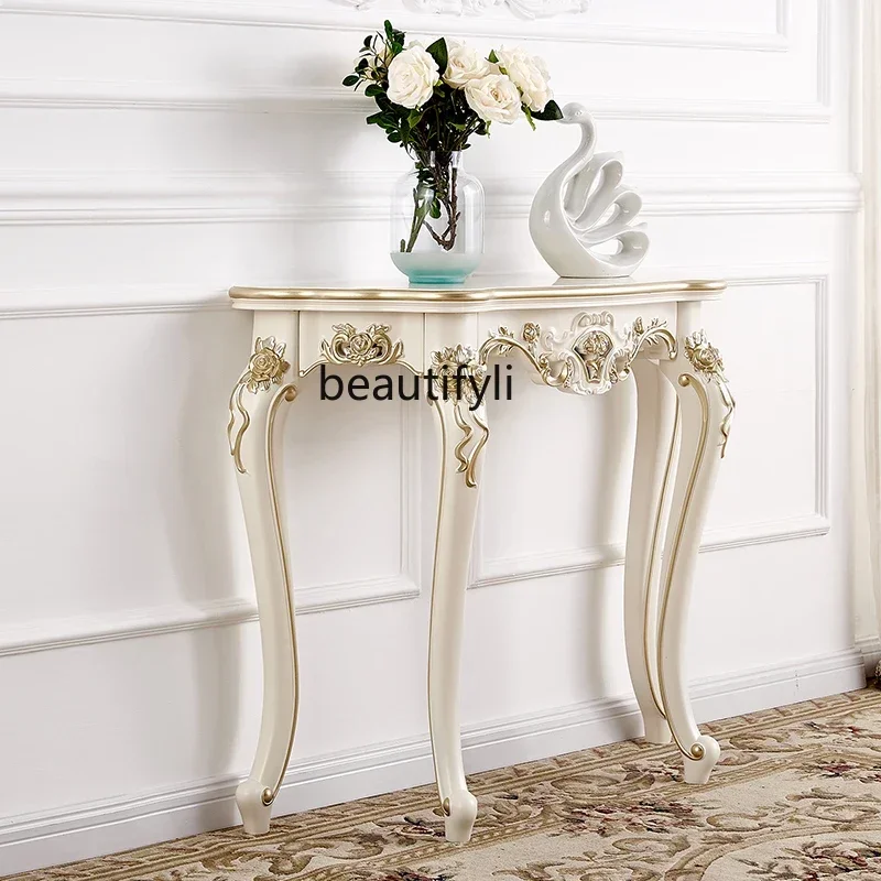 

NNEuropean style entrance table foyer luxury wall cabinet against the wall semicircular end view table partition decoration
