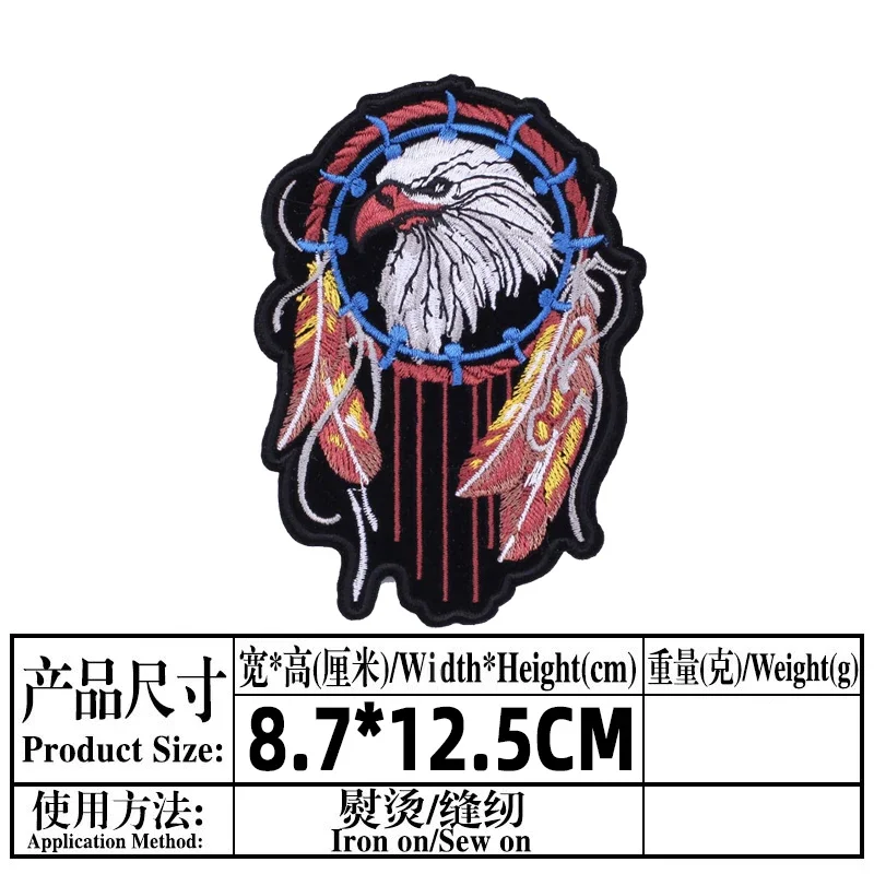 Punk Clothing Thermoadhesive Patches ROUTE 66 Motorcycle Eagle Wings Cross Iron on Embroidered Patch on Clothes Fusible Badges