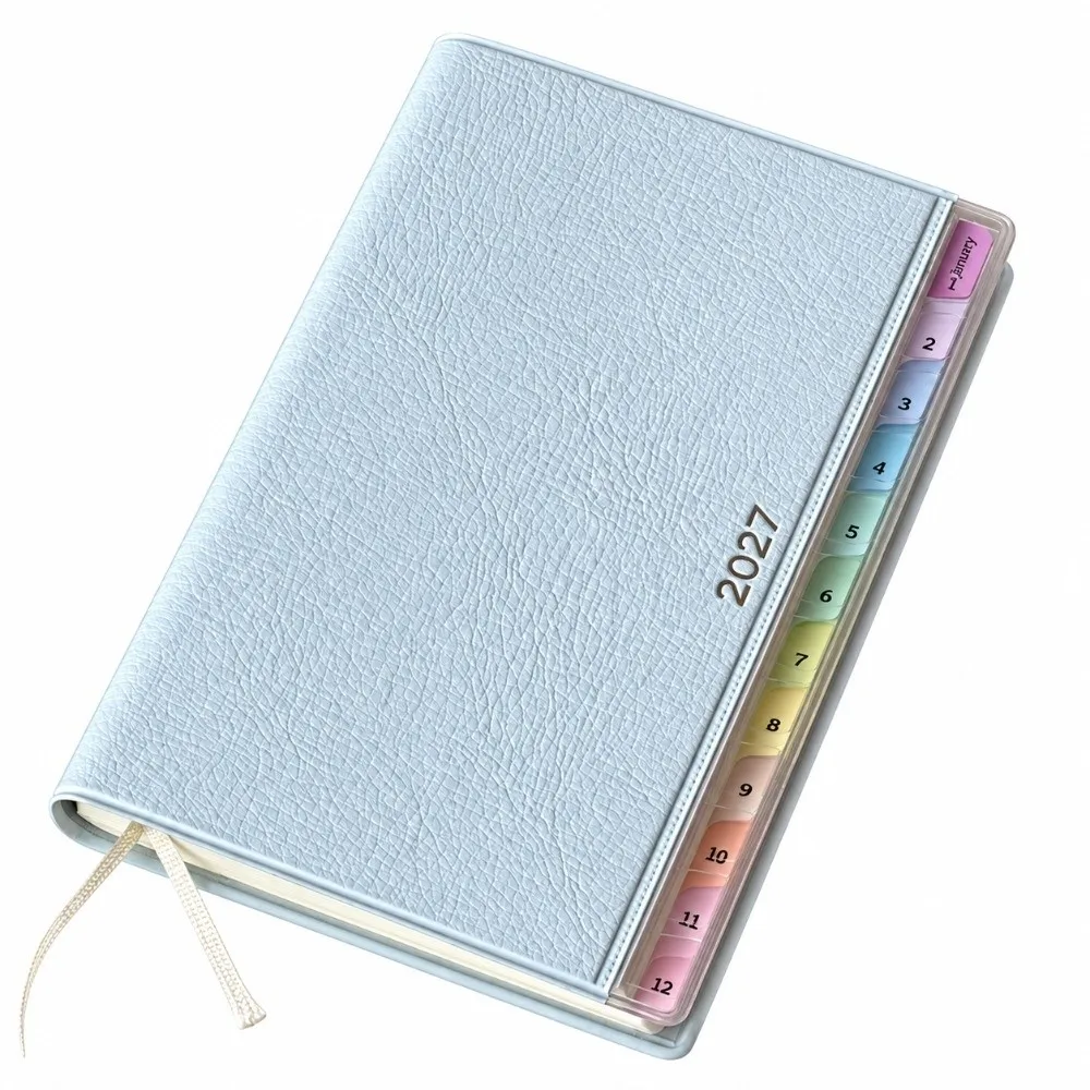 New Textured Cover 2027 Planner with Rainbow Index Tabs with Calendar Dated Planner Schedule Organizer Daily Planning
