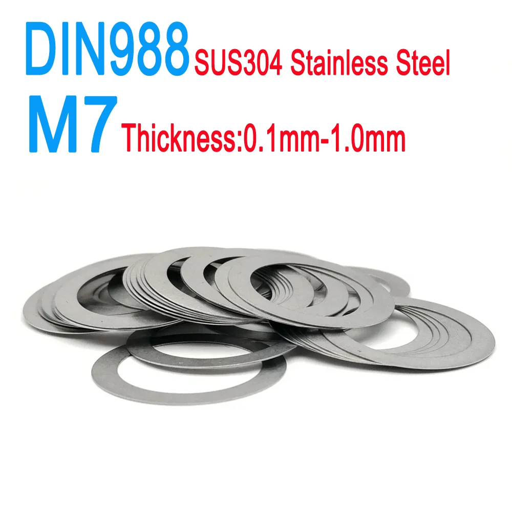 M7 SUS304 A2 Stainless Steel Adjusting Shim Washers Ultra-thin Plain Washer Flat Gaskets  DIN988