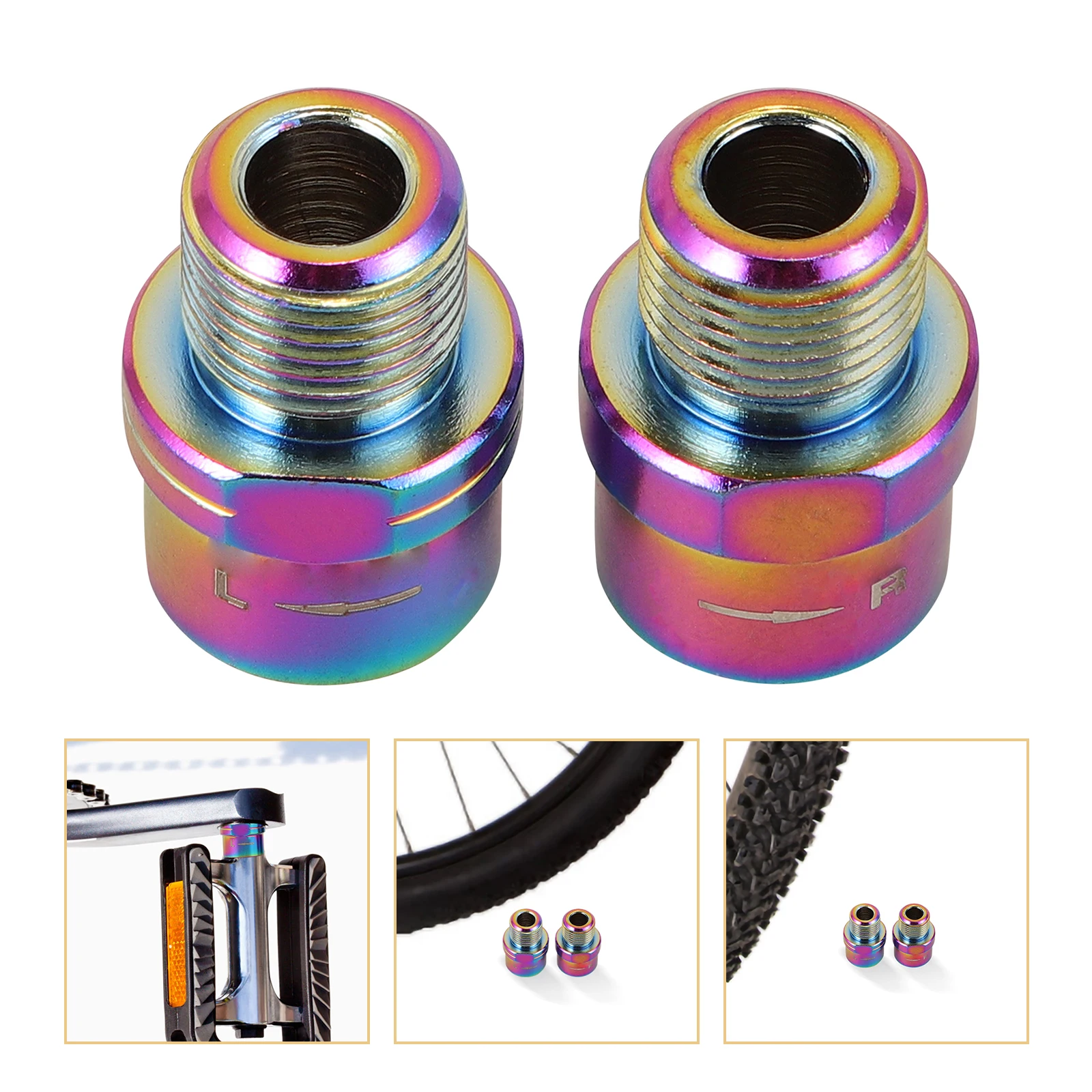 

2pcs Pedal Extender Durable Aluminum Compact Axle Accessory Bike Adapter Colorful Design Long Use Footwear Compatibility