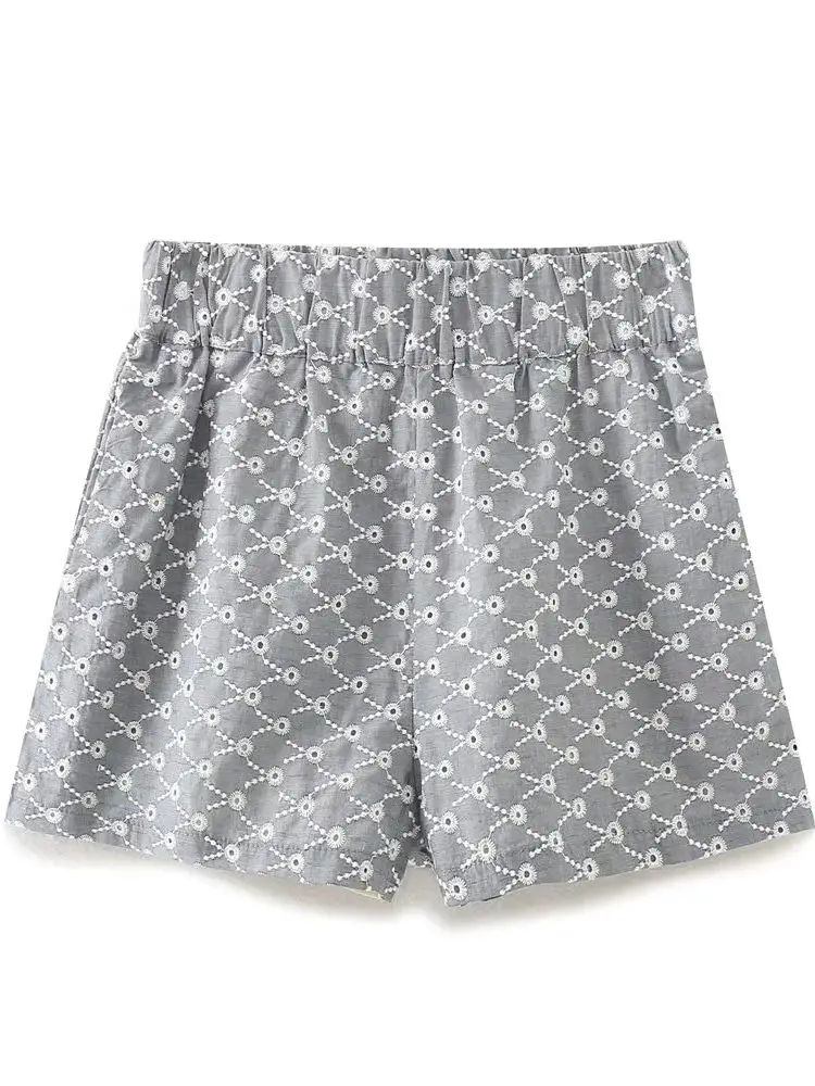 

XEASY 2023 NEW Summer Women Solid Color Pockets Decoration Casual Vintage Sweet Loose Shorts