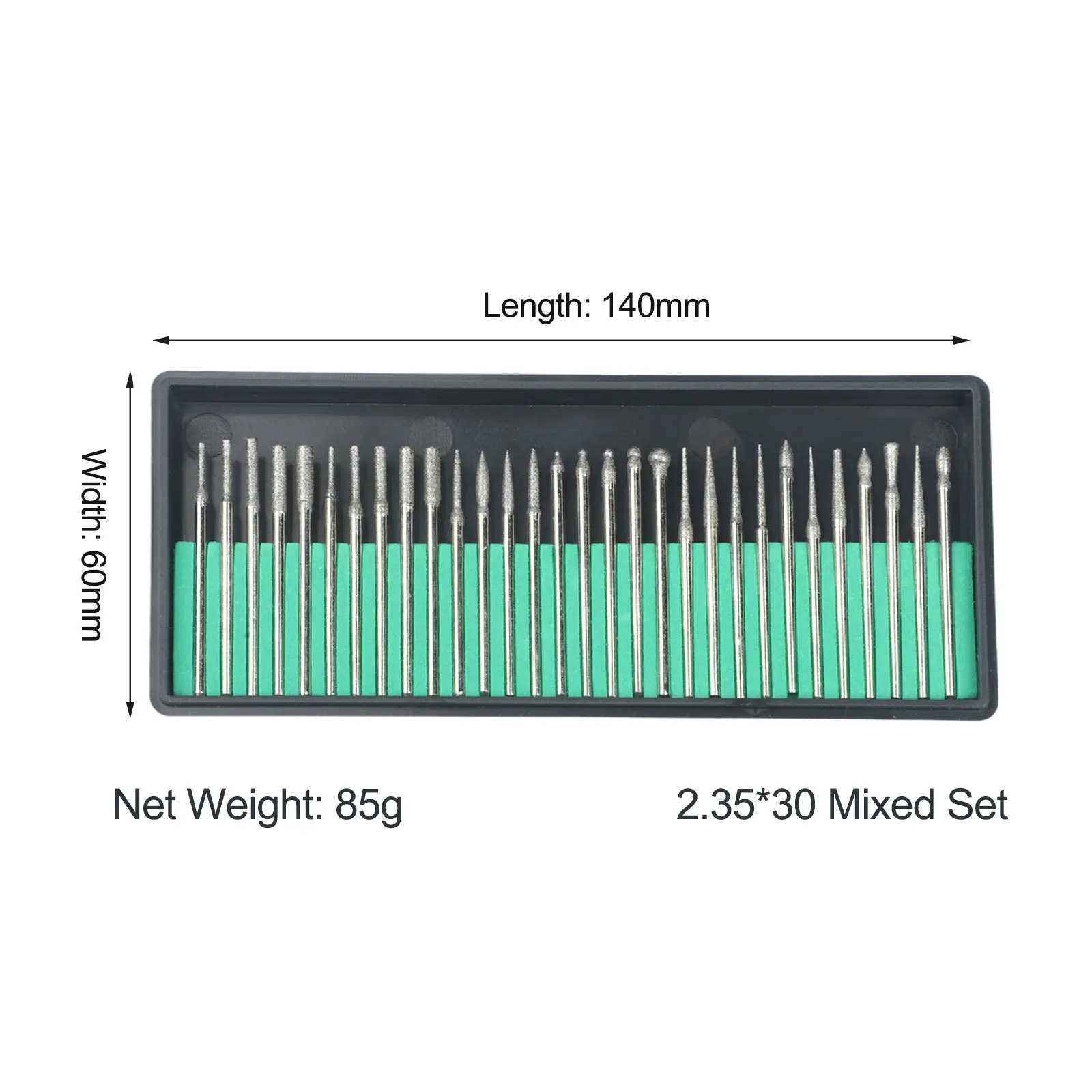 30Pcs 1mm Emery Coated Drill Bits Set 3mm Shank For Rotary Tool Jewelry Stone Glass Shell Grinding Polishing Accessories Kit
