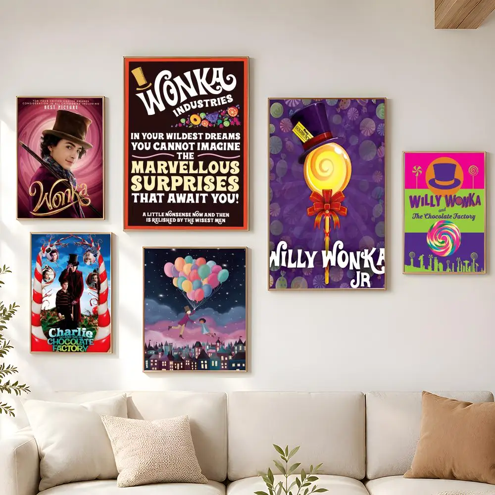 W-Wonka New Moive Poster - Adhesivos de pared autoadhesivos HD modernos e impermeables para el hogar y la oficina