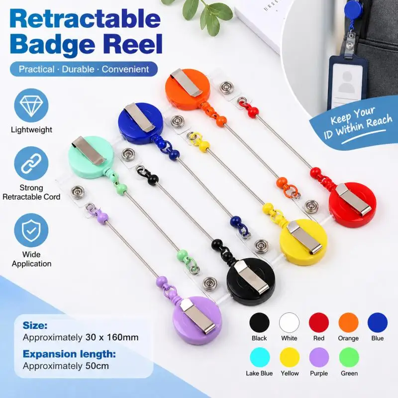 2-3 Pcs Colour Retractable Pull Badge ID Lanyard Name Tag Card Badge Holder Reels Key Rings Chain Clips School student office