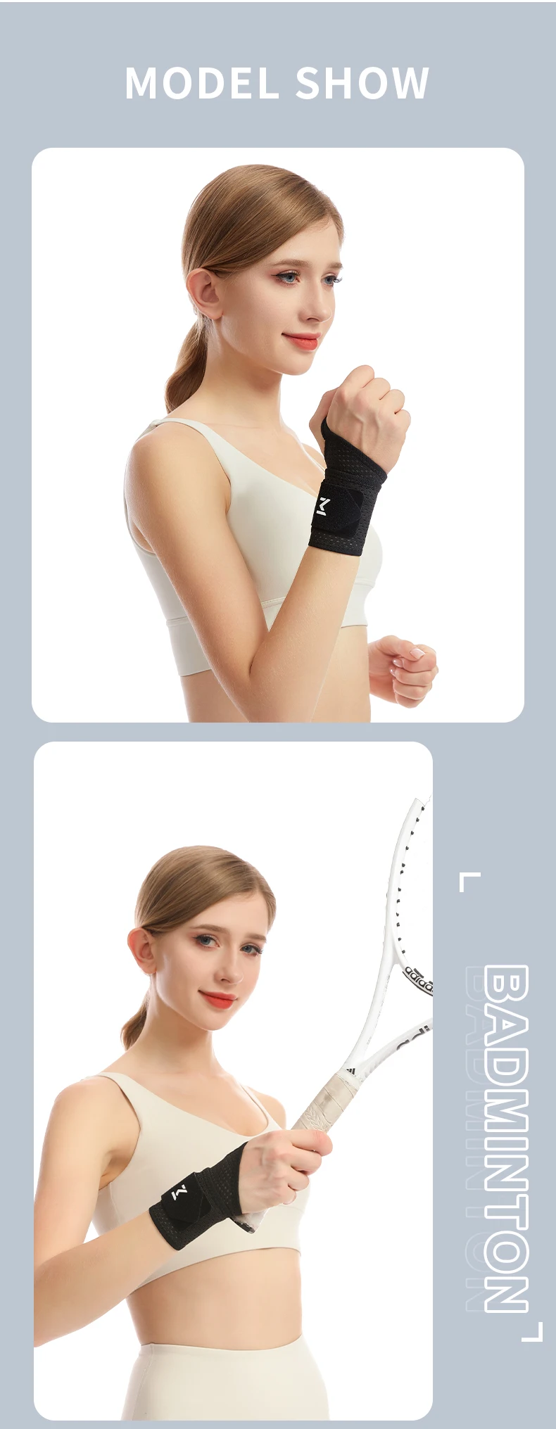 1pc Einstellbare Handgelenk Strap Sport Handgelenk Unterstützung Klammer Schwarz Gewichtheben Armband Für Männer & Frauen Badminton Tennis Gym – Detail 11