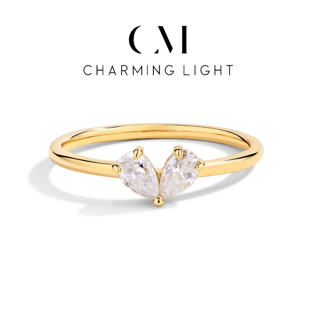 

CHARMING Luxury Pure 10K 14K 18K Gold Ring Romantic Moissanite Diamond Ring for Women Engagement Wedding Fine Jewelry Gifts