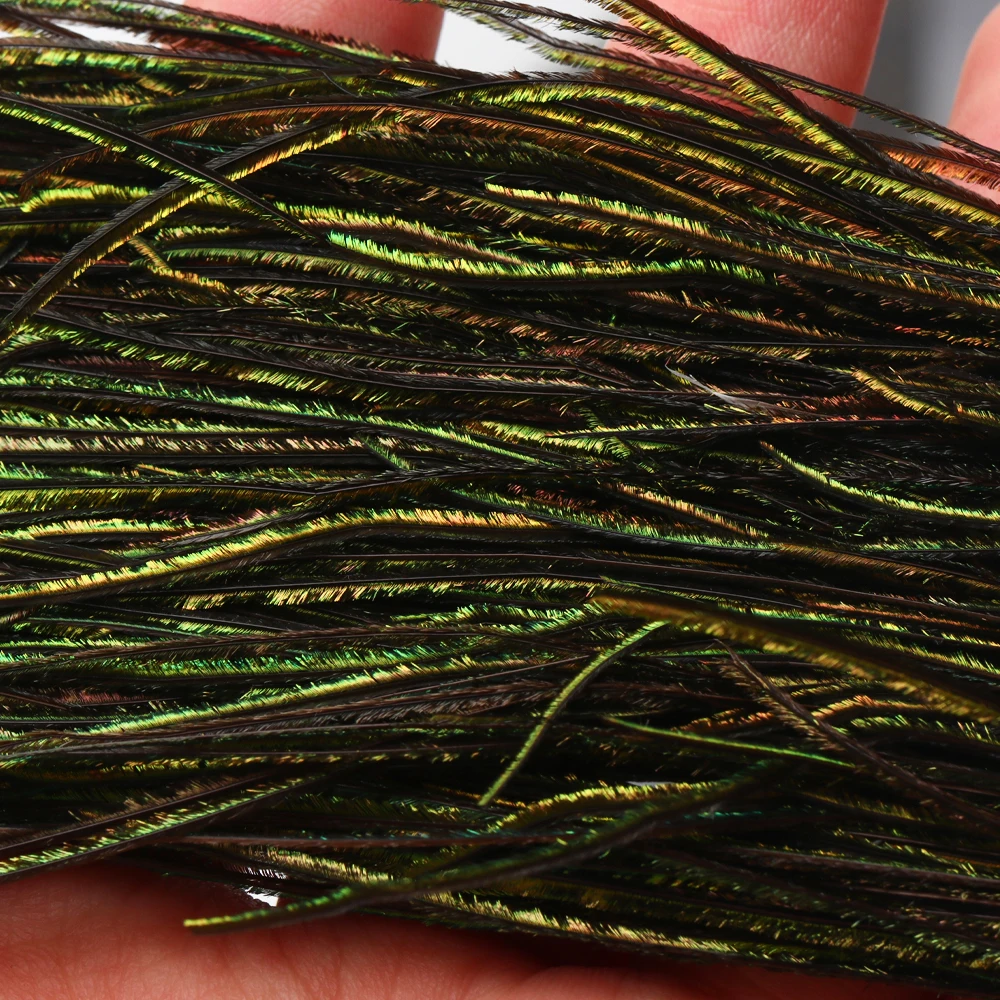 4g/pack 5″ ~ 7″ Natural Olive Green Peacock Herl Feather Fly Tying Material for Nymphs Wet Flies