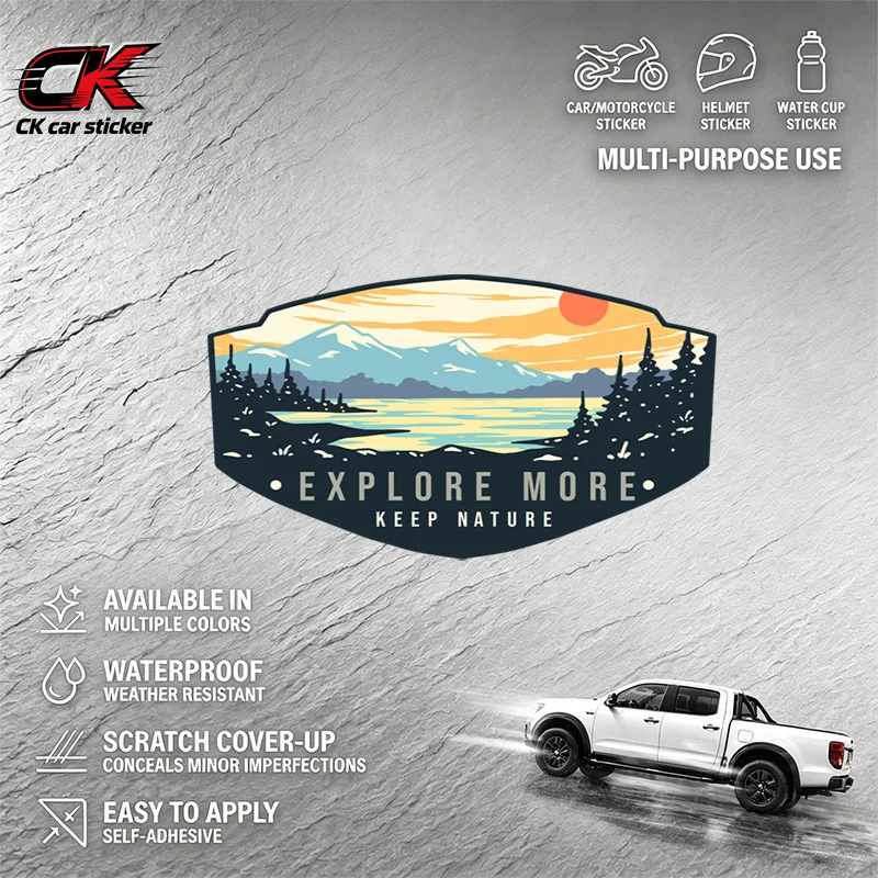 Explore More Keep Nature Outdoor Retro Mountain Lake Sunset Pine Forest Badge Graphic