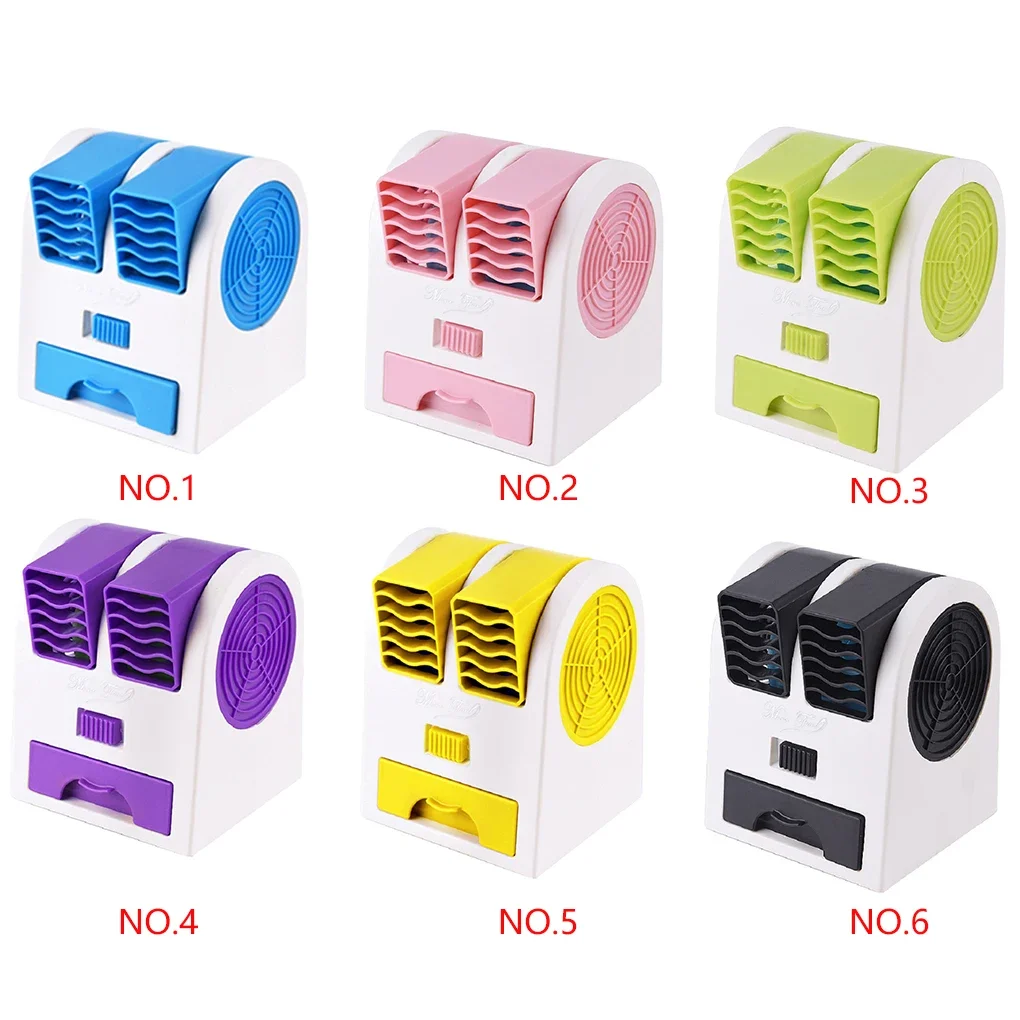 USB Mini Air Conditioner Portable Personal Cooling Fan Double Air Outlet Summer Desktop Air Cooler Fan Optimized Title: Portable