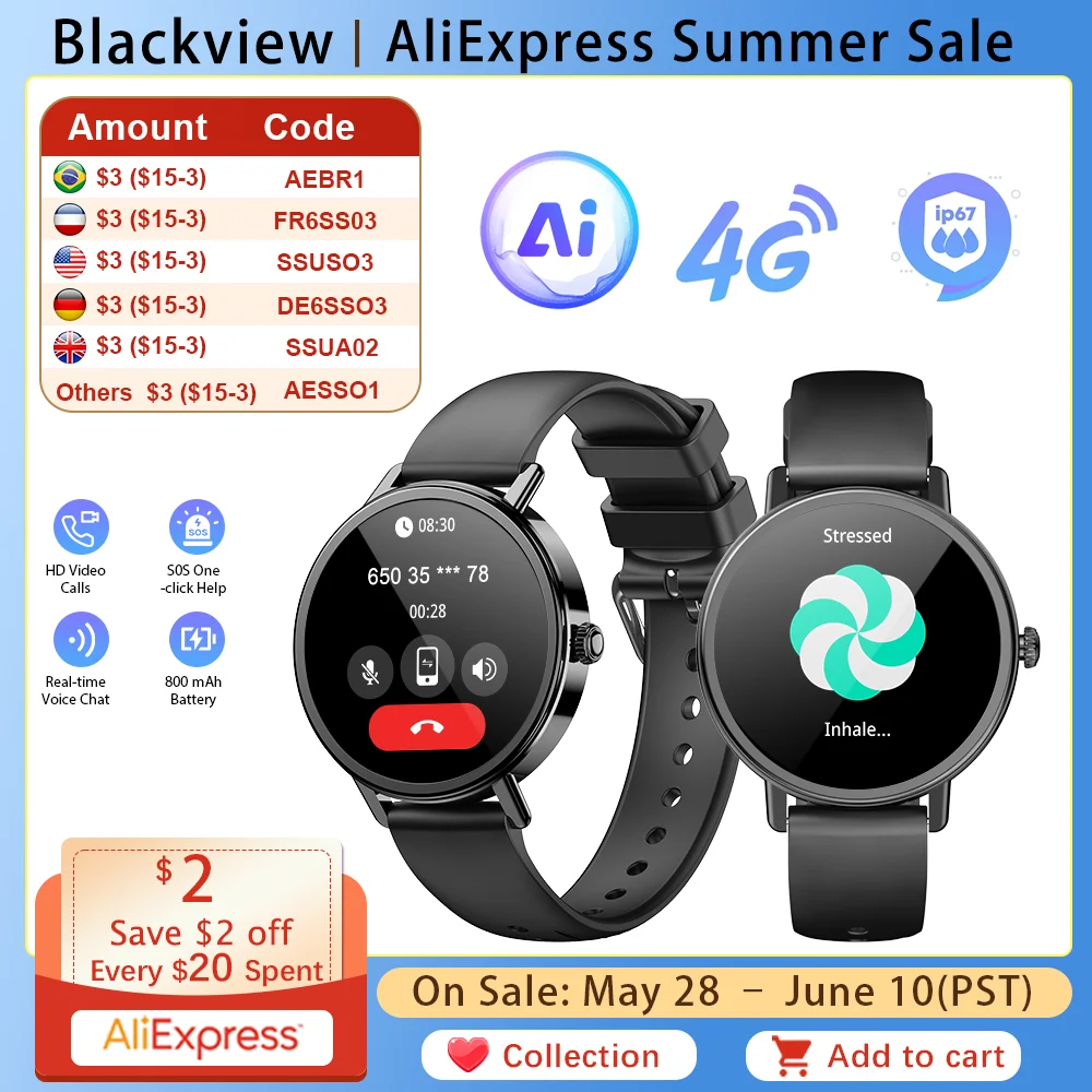 Blackview X30 Lady Smartwatch 1.26" HD AMOLED Screen Bluetooth Heart Rate Blood Oxygen Waterproof Fitness Tracker Android IOS