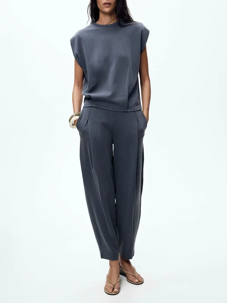 

Футболка с двусторонней талией, повседневные плиссированные брюки с талией, женская осенняя новая этническая одежда, одежда для выступлений на сцене