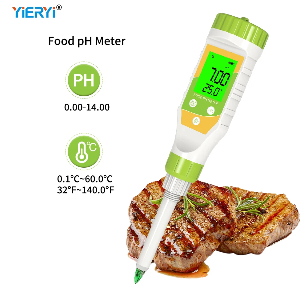 

Digital Food Meter Diet Thermometer Waterproof Meat Cheese Dough Acidity Tester 0~14Ph Tester Brewing Fruit Canning Analyzer