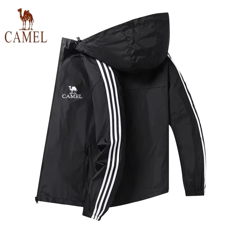 

Cross-border new hooded jacket men's spring and autumn three-stripe large size jacket high-end men's casual top