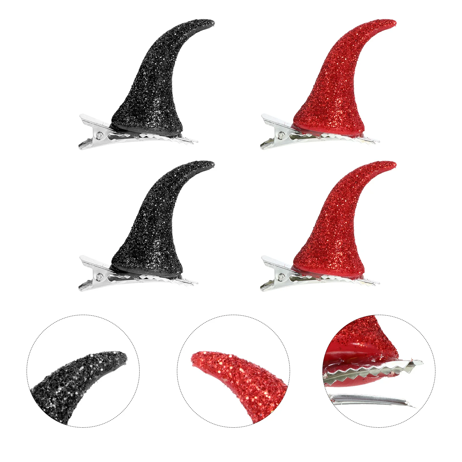 

1 set Ox Horn Hairpins Black Red Halloween Party Supplies Creative Hair Clips For Women Girls Fashion Headdress Accessory