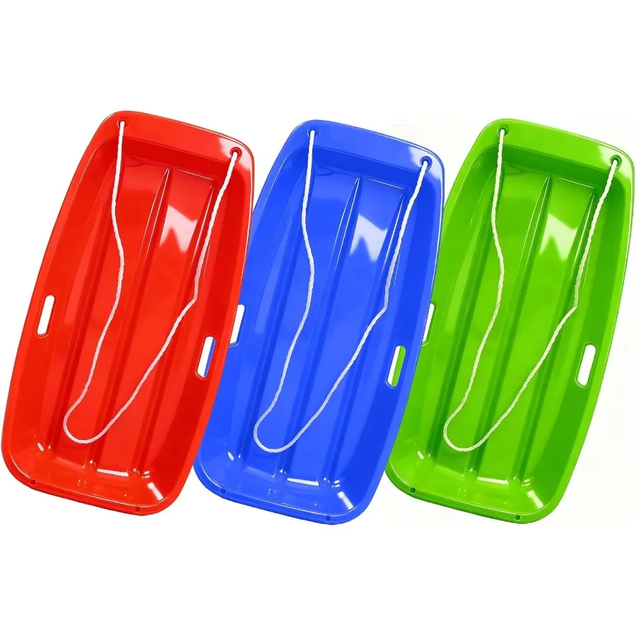 

35 Inch Heavy Duty Snow Sled for and Adults Red Downhill Racer Toboggan with 2 Handles 1-2 Riders Ultimate Winter Snow Toy for