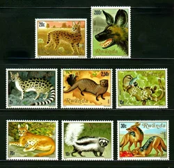 8 PCS, Rwanda Post Stamp, 1981, Wild Animals, Animal Stamp, Real, Original, Stamp  Collection, MNH