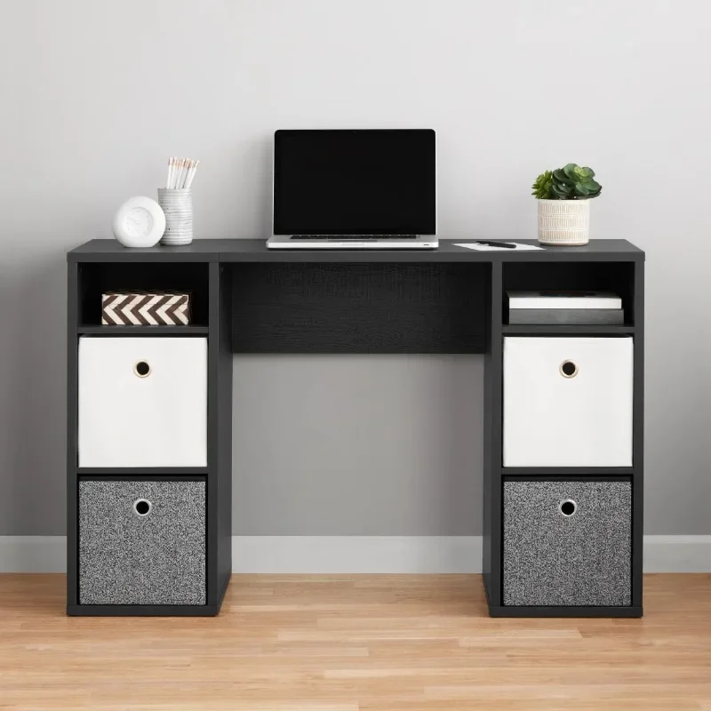 

HOME.Black 4-Cube Storage Desk,Spacious desk with a total of 6 closed-back shelves,Fast delivery