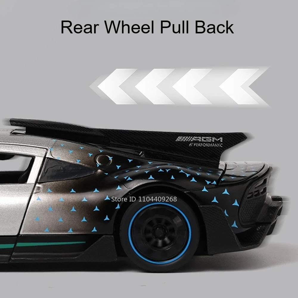 1:32 Scale ONE 500K Car Model Toy Sound Light Pull Back Metal Body Rubber Tires Vehicle Models Collection Gifts for Boys