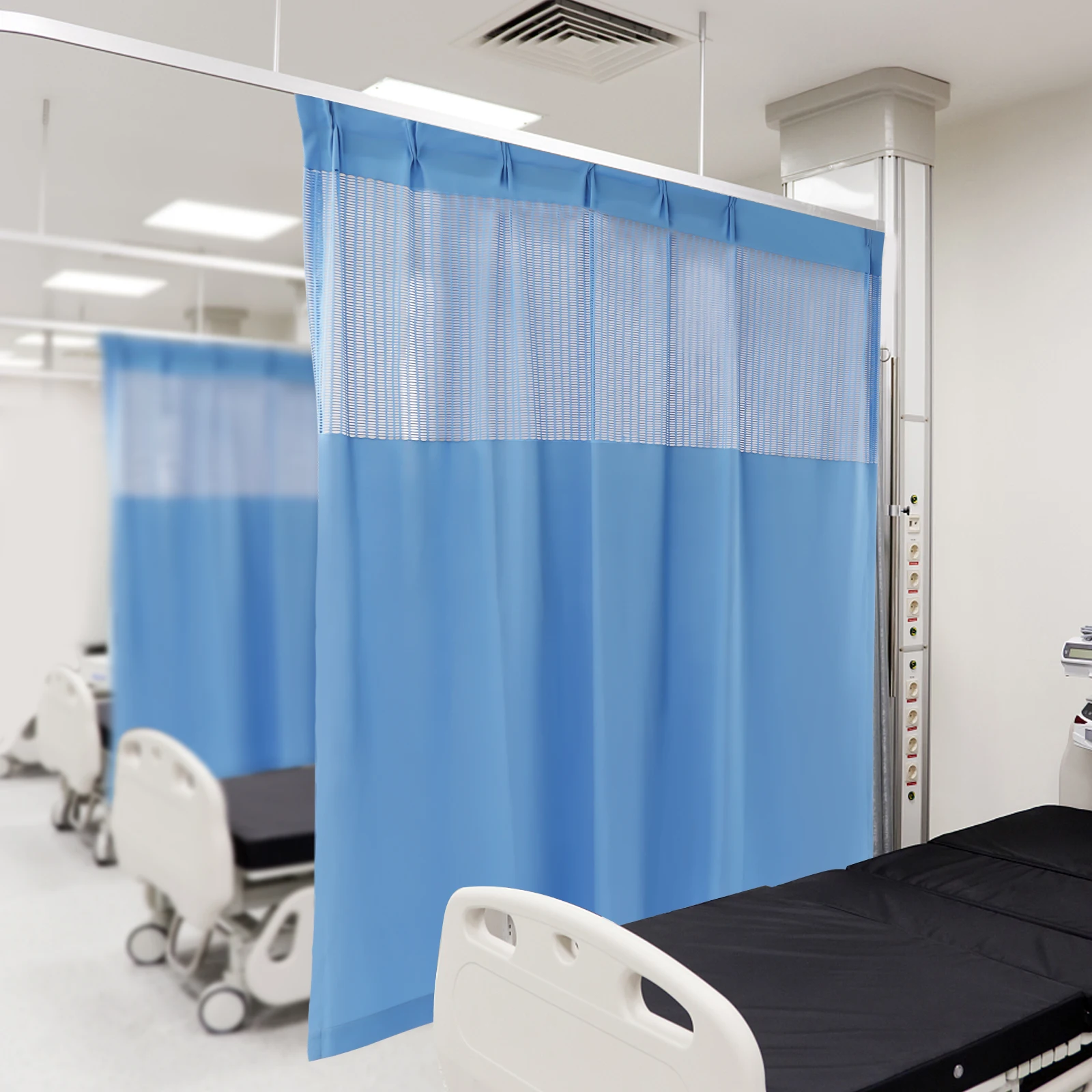 

Hospital Curtain with Flat Hooks Machine Weaving Polyester Cubicle Curtain Divider Privacy Screen for Hospital Medical Clinic