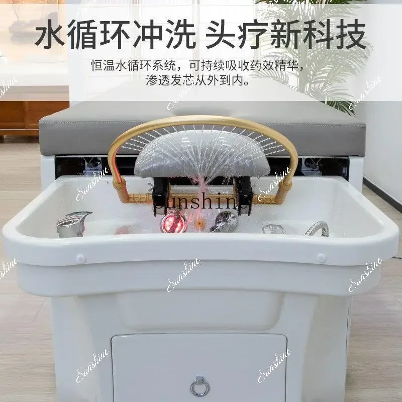 Barber shop special hair salon flush bed fumigation head treatment water circulation massage bed    TF
