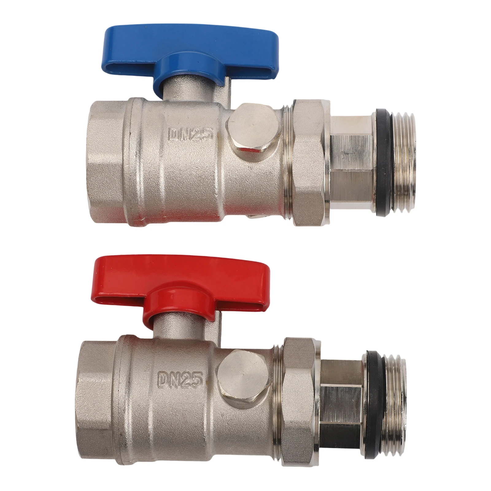 

2pcs Brass Ball Valve Set with Thermometer for Heating Circuit Distributor and Underfloor Heating 1 Inch Installation Ready