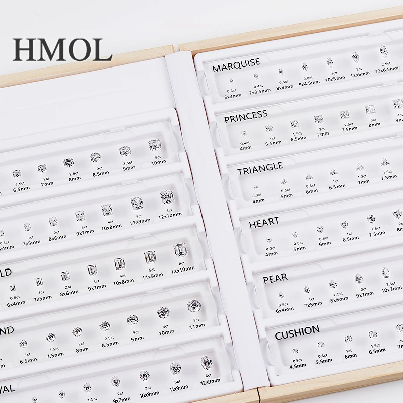 Classic Diamond Carat Chart HMOL Customize Comparison Chart Set Ring Size Reference All Shapes Gemstones DIY Jewelry Making Tool