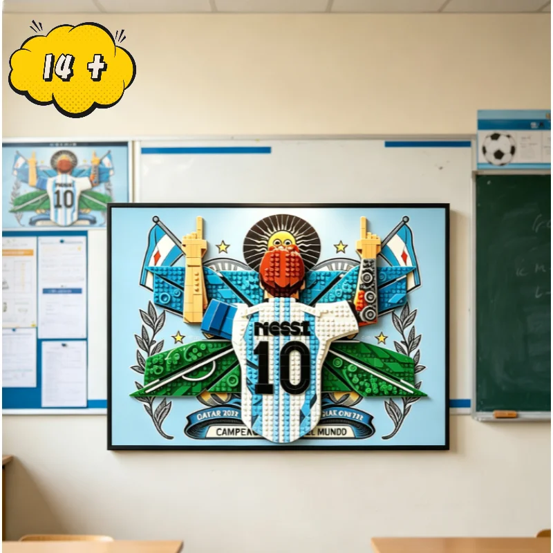 In Stock 1427pcs Building Block Messi Celebration Moments Toy Display Frame And Wall-mounted Display Cabinet Gifts For Adults