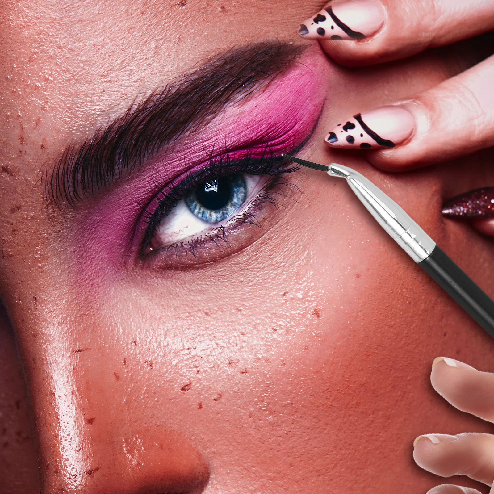 3 pezzi pennello per eyeliner angolato manico lungo eyeliner per labbra pennello per trucco strumento preciso correttore per sopracciglia multifunzionale
