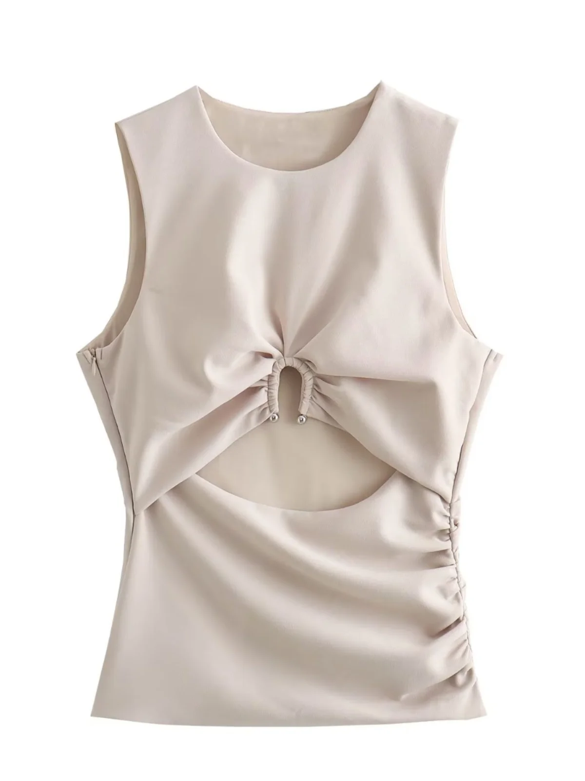 

Faionable Elastic Opening Design Women's Top Versatile Sle Pure Color Autumn New Arrival 790037 Quali Ladies Vest