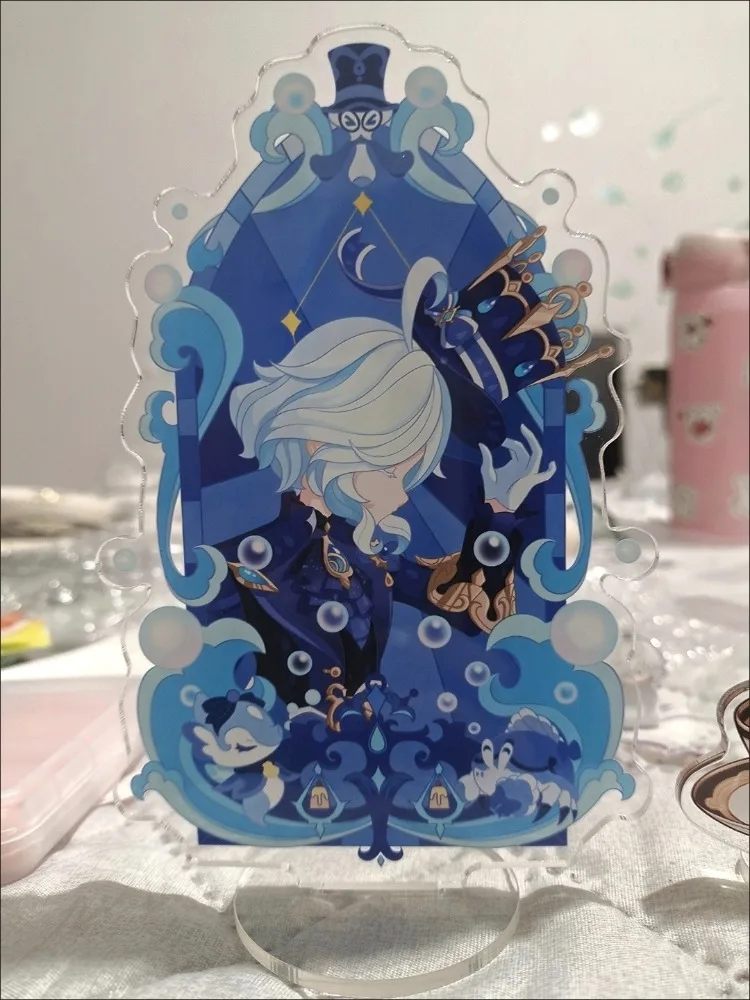 Dōjin Works Genshin تأثير النوافذ الملونة 15 سنتيمتر الاكريليك حامل الشكل البلاستيكية الدائمة نموذج لوحة زخارف مكتب الدائمة علامة المشجعين هدية #4