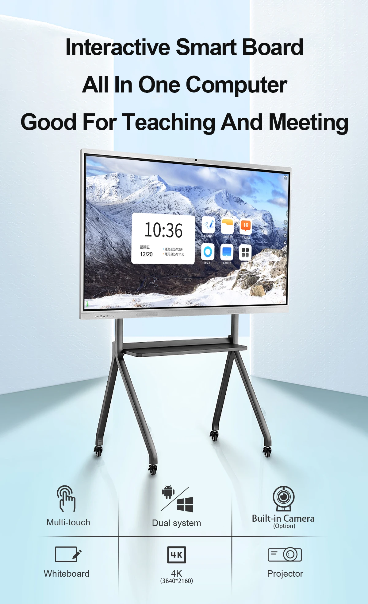 Factory Euro Market 43''-86'' Interactive LCD Flat Panels for Small Office 55'' 65'' 75'' Screen Sizes Available