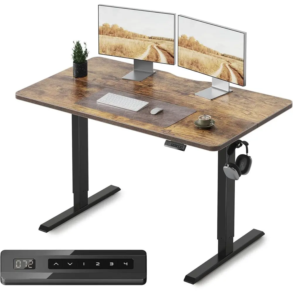 

Electric Standing 48 x 24 Inches Height Adjustable Stand up Desk, Sit Stand Home Oice Desk, Computer Desk, Rustic Brown