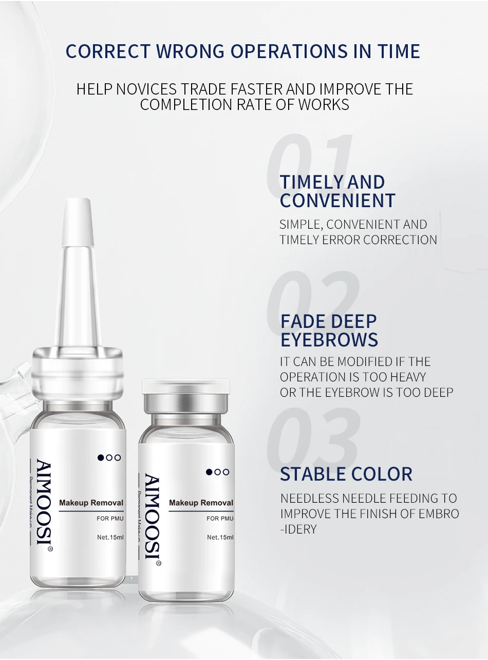 AIMOOSI Tattoo-Pigment-Bleichmittel 15ml In-Time PMU Korrekturflüssigkeit für Augenbrauen Lippen Eyeliner Fehlerkorrektur – Detail 5