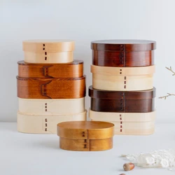 White Pine Double-layer Bento Box Japanese Retro Curved Willow Single-layer Large Capacity Fresh Fruit Box Household Lunch Box